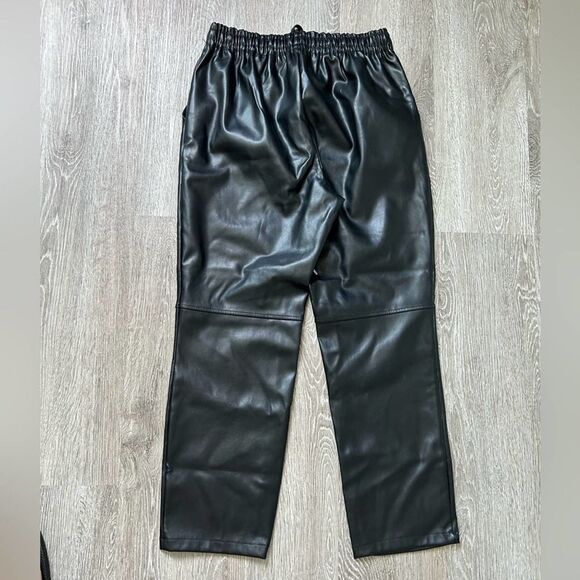 Laundry by Shelli Segal EUC Faux Leather Black Joggers Pants Size S - Picture 4 of 10
